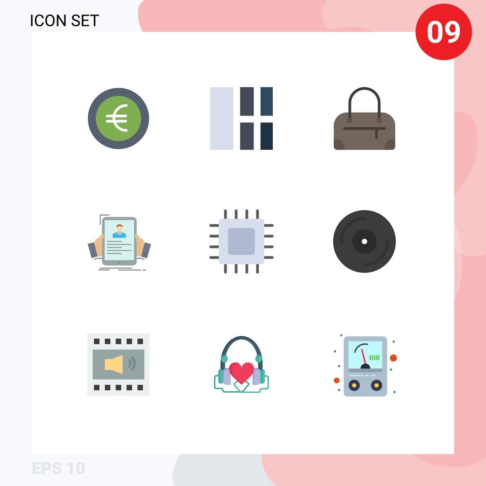 Modern Set of 9 Flat Colors and symbols such as gadget computers fashion chip hr Editable Vector Design Elements