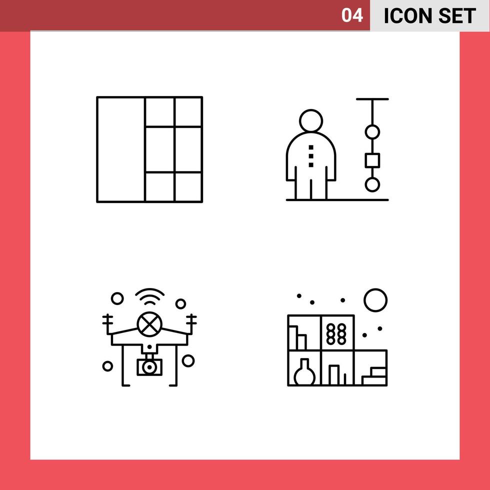 4 Line concept for Websites Mobile and Apps grid iot chart people wifi Editable Vector Design Elements