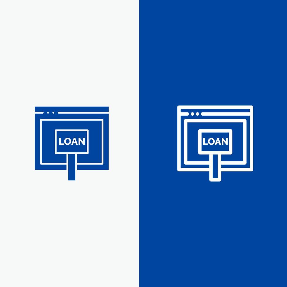 Credit Internet Loan Money Online Line and Glyph Solid icon Blue banner Line and Glyph Solid icon Blue banner vector