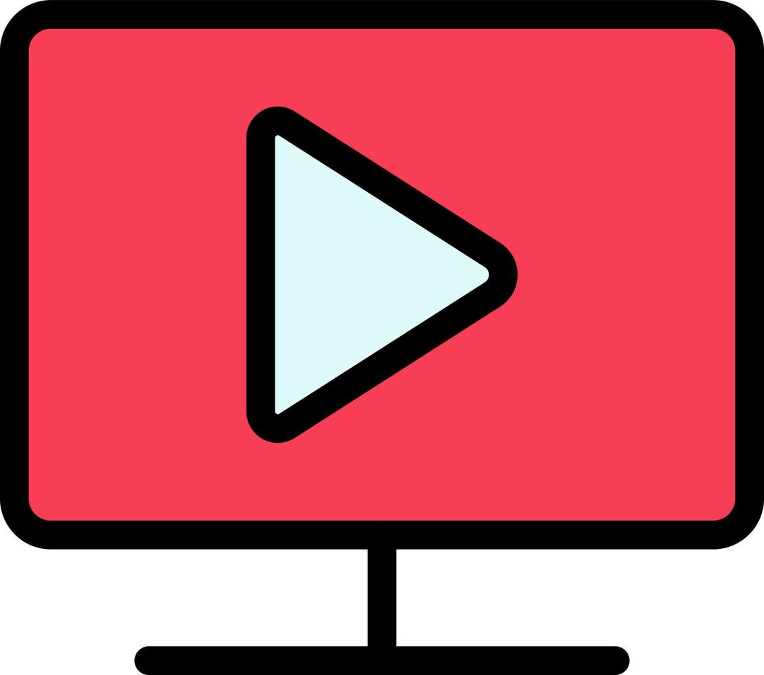Monitor Computer Video Play  Flat Color Icon Vector icon banner Template