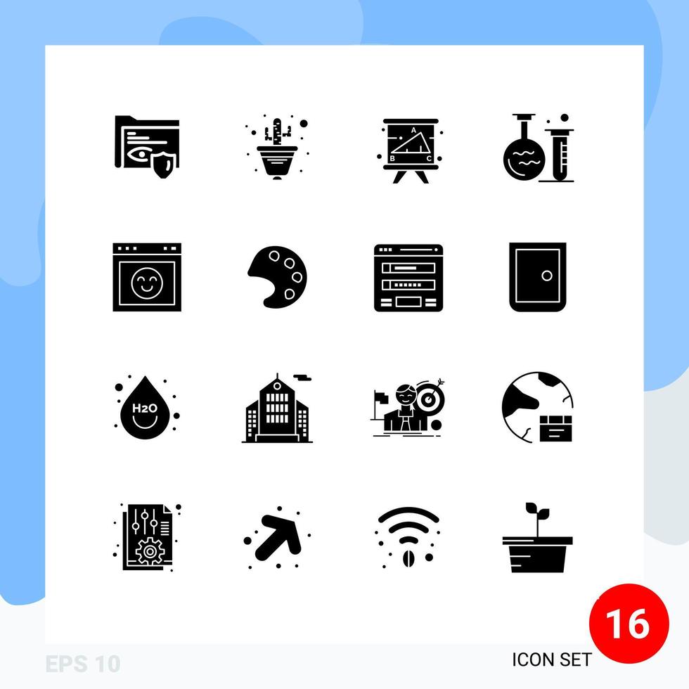 16 Universal Solid Glyphs Set for Web and Mobile Applications browser lab academy flask university Editable Vector Design Elements