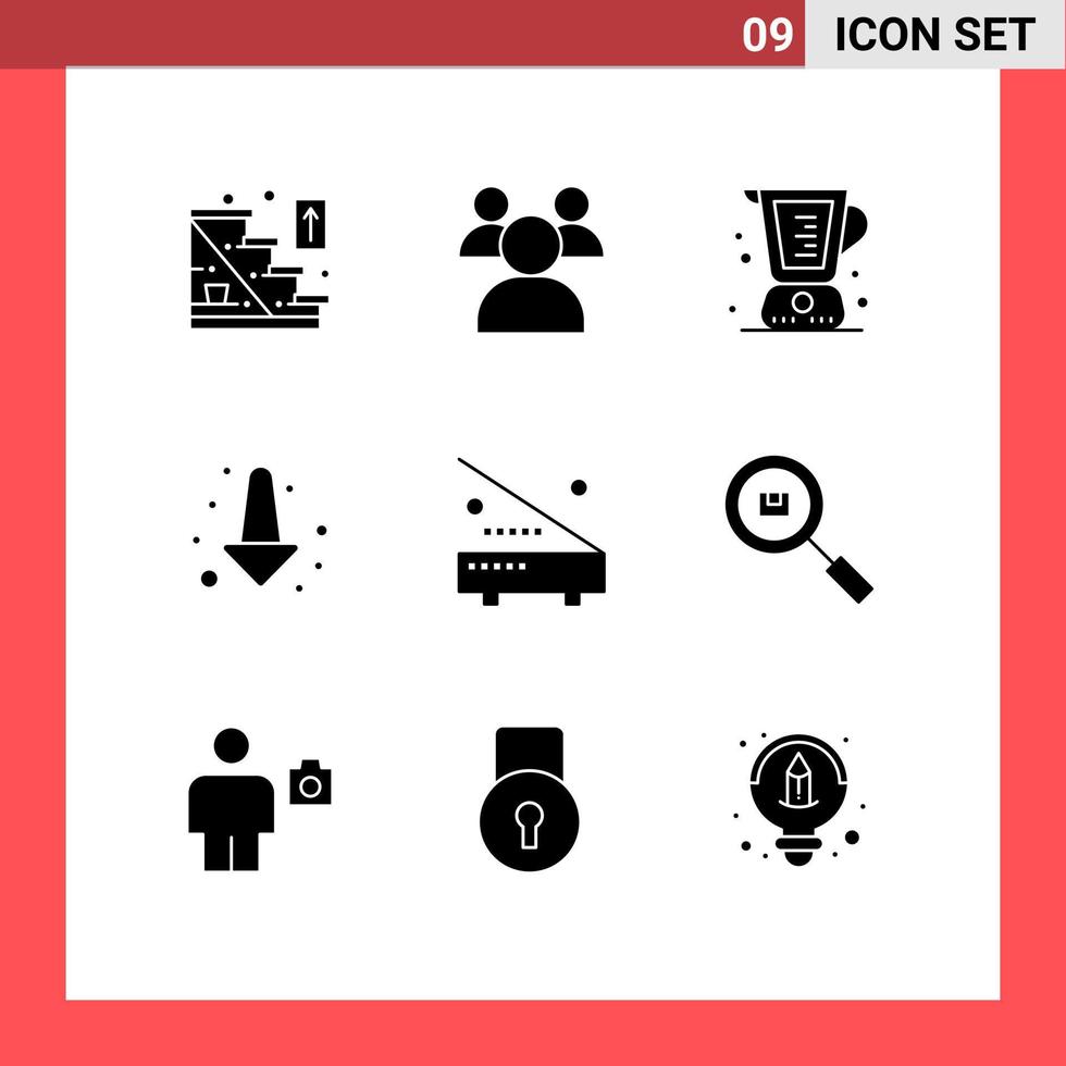 Set of 9 Commercial Solid Glyphs pack for electronic devices baking full arrow Editable Vector Design Elements
