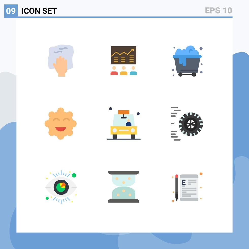 Set of 9 Modern UI Icons Symbols Signs for emojis cookie chart waste pollution Editable Vector Design Elements