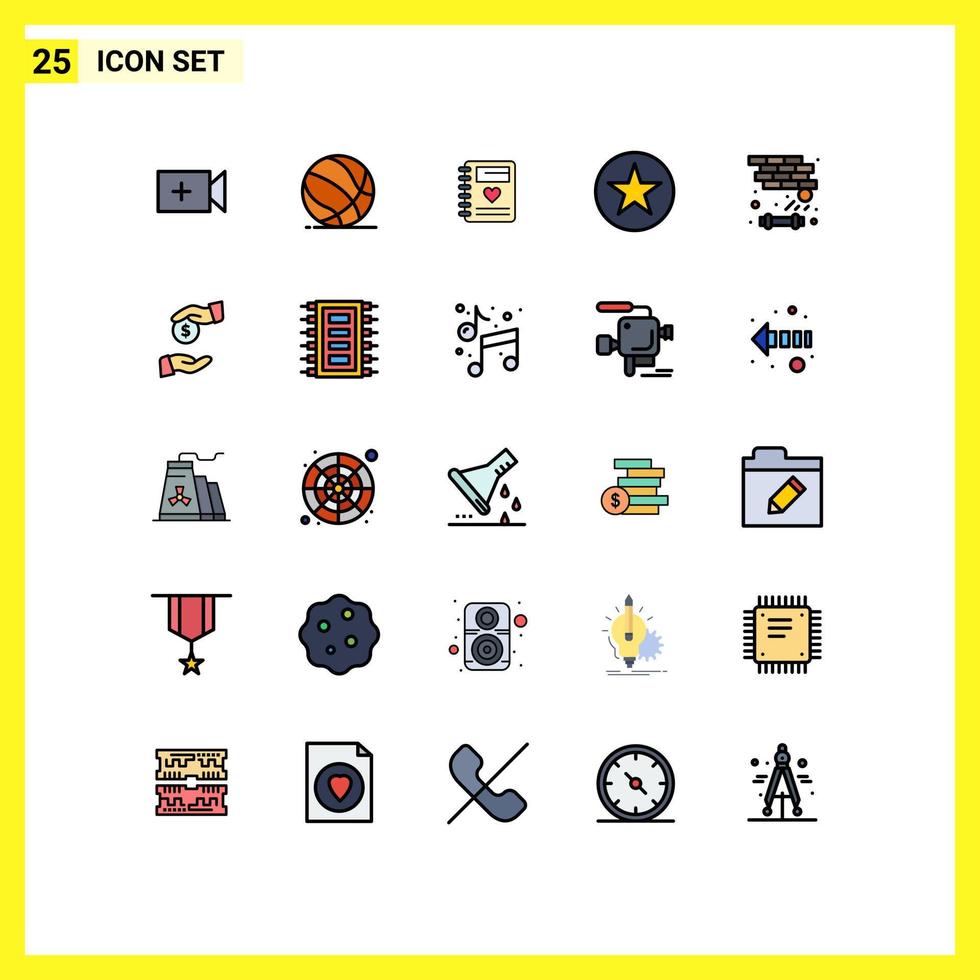 25 iconos creativos signos y símbolos modernos de los elementos de diseño vectorial editables favoritos de la estrella del cuaderno de ladrillo del juego vector