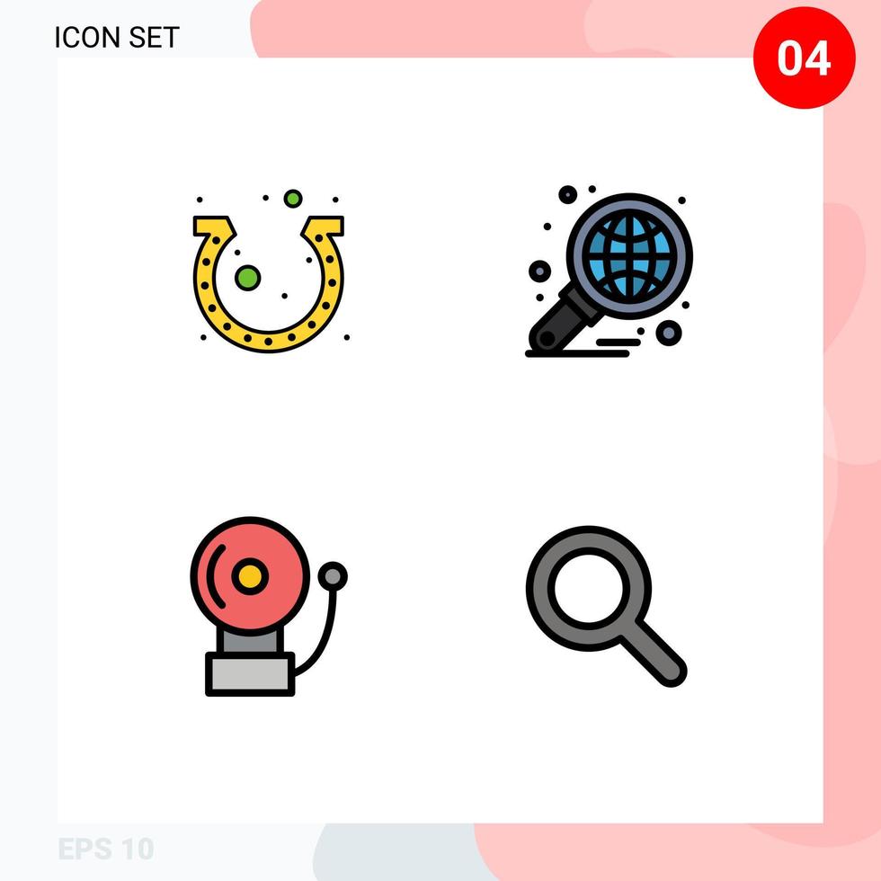 Stock Vector Icon Pack of 4 Line Signs and Symbols for day report horseshoe business bell Editable Vector Design Elements