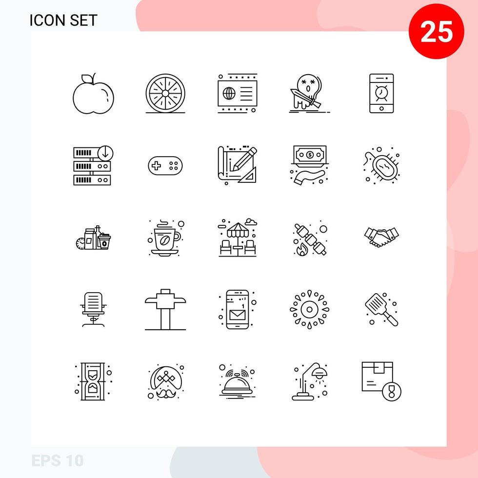 25 iconos creativos signos y símbolos modernos de alerta espada crédito matar frag elementos de diseño vectorial editables vector