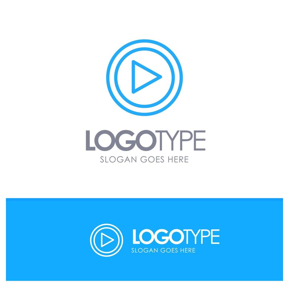 interfaz de video reproducir usuario contorno azul logotipo lugar para eslogan vector