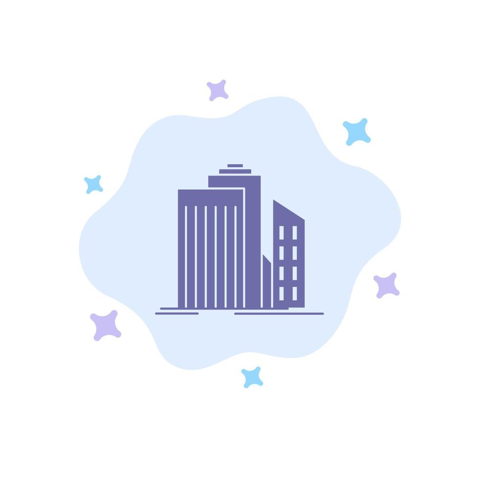 Skyscraper Architecture Buildings Business Office Real Estate Blue Icon on Abstract Cloud Background vector