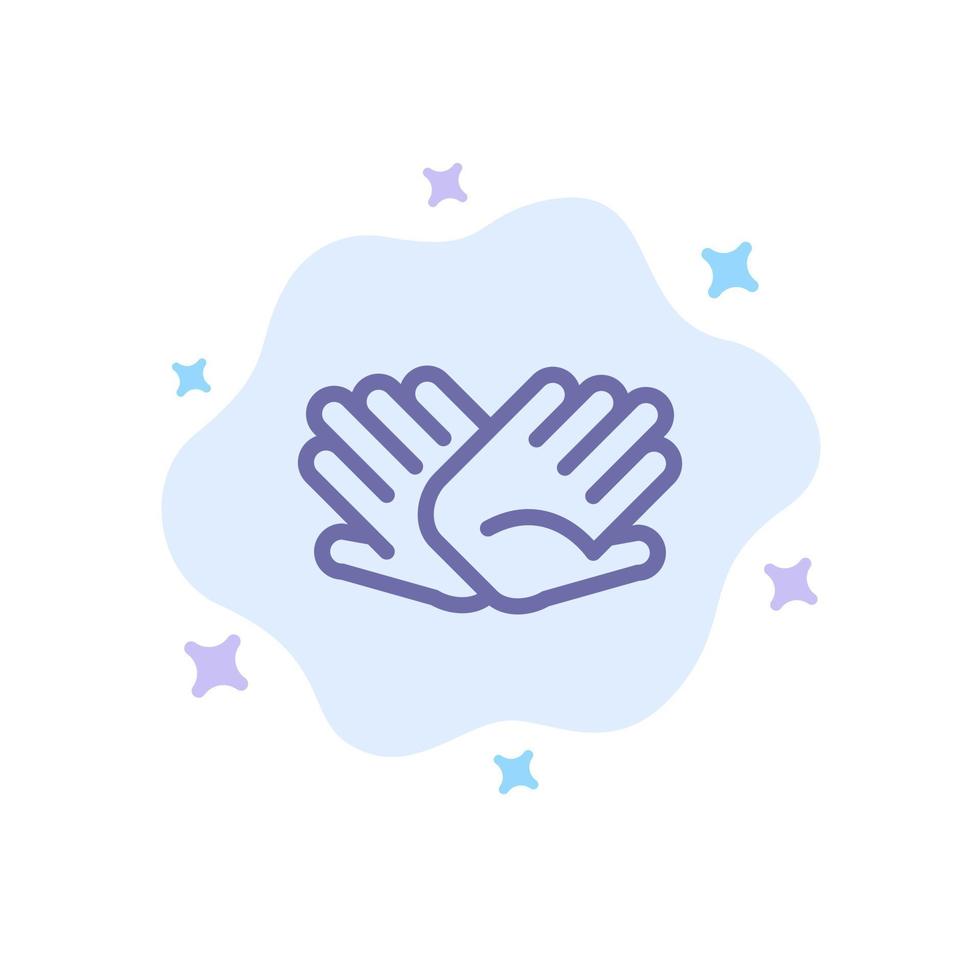 las manos de caridad ayudan a ayudar a las relaciones icono azul en el fondo abstracto de la nube vector