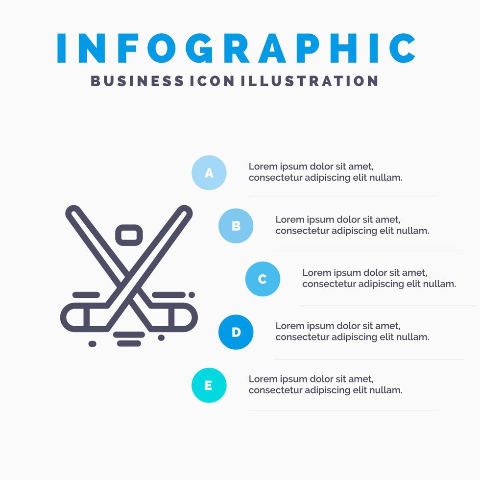 icono de línea de juegos olímpicos de hockey sobre hielo de canadá con fondo de infografía de presentación de 5 pasos vector