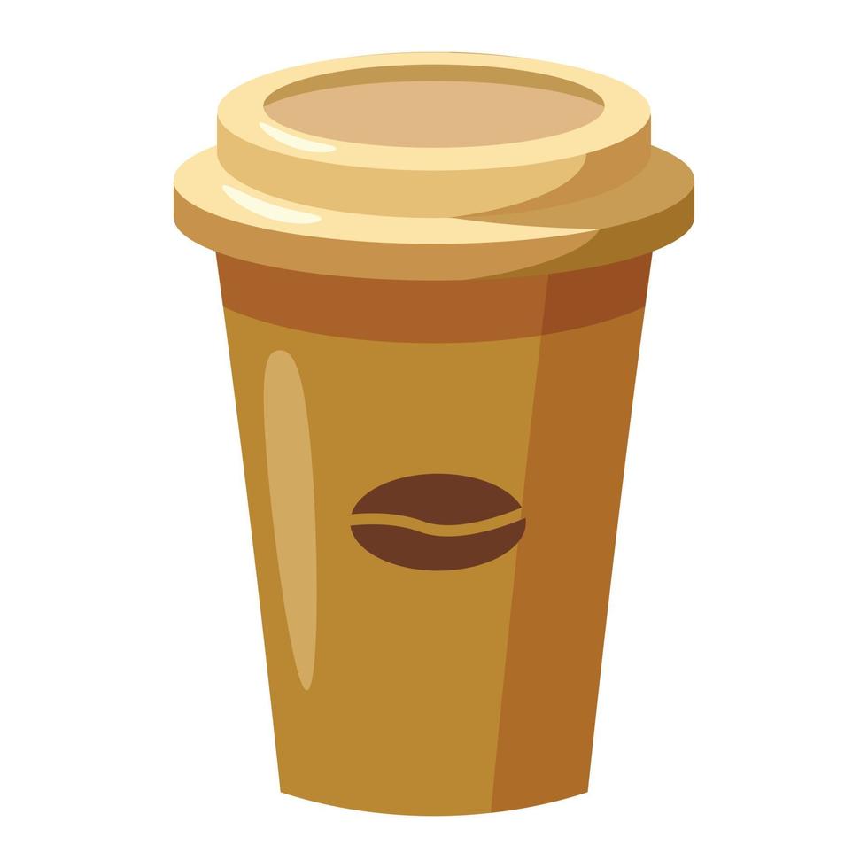 Disposable coffee cup icon, cartoon style vector