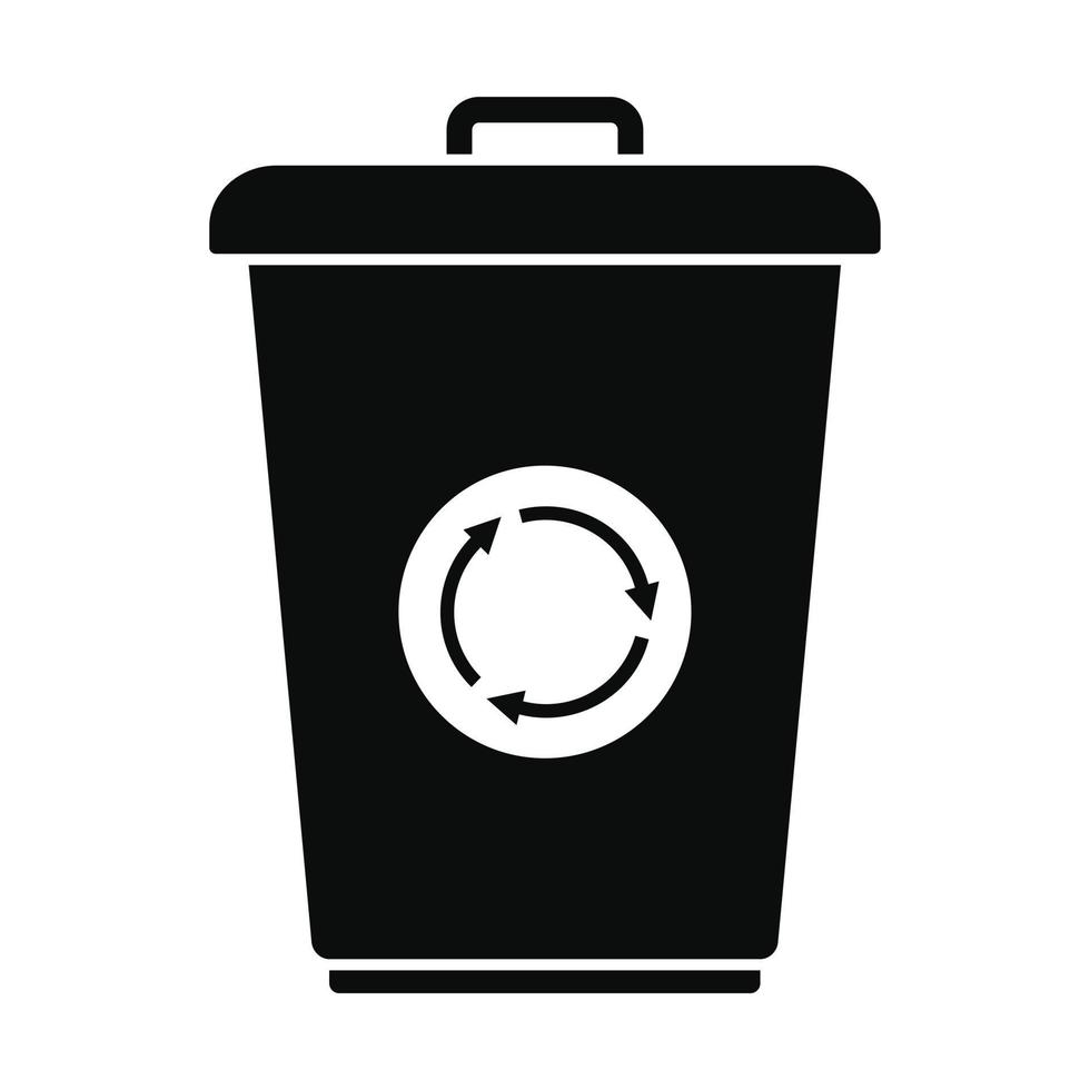 Recycling bin icon, simple style vector