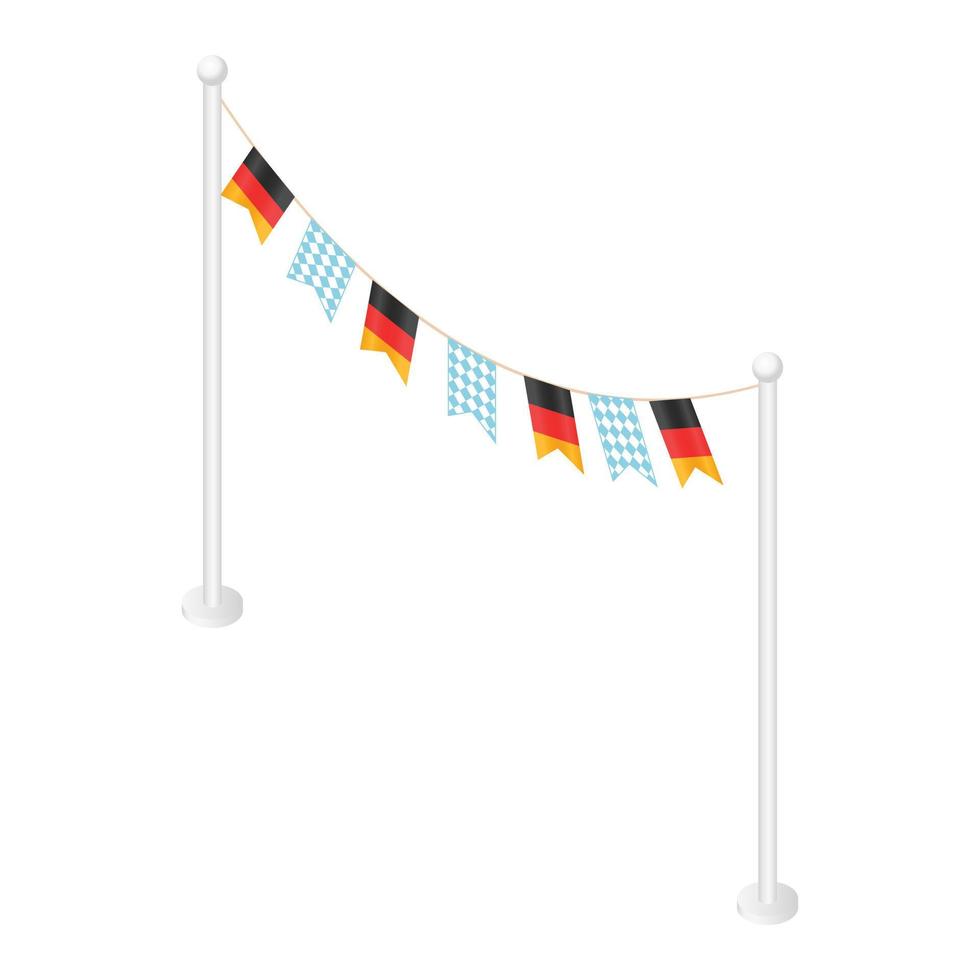 German oktoberfest flags festival icon, isometric style vector