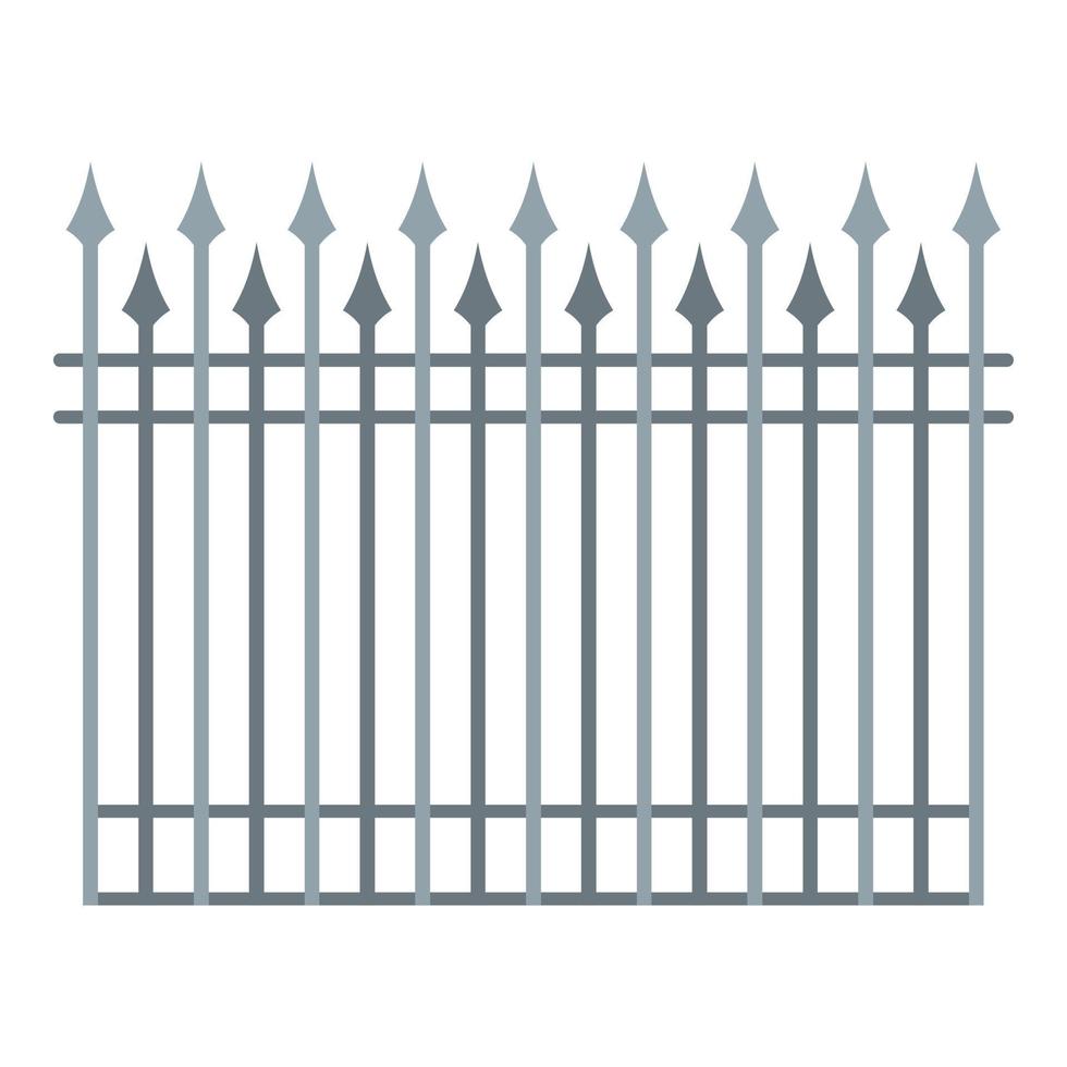 Fence with metal rod icon, flat style. vector
