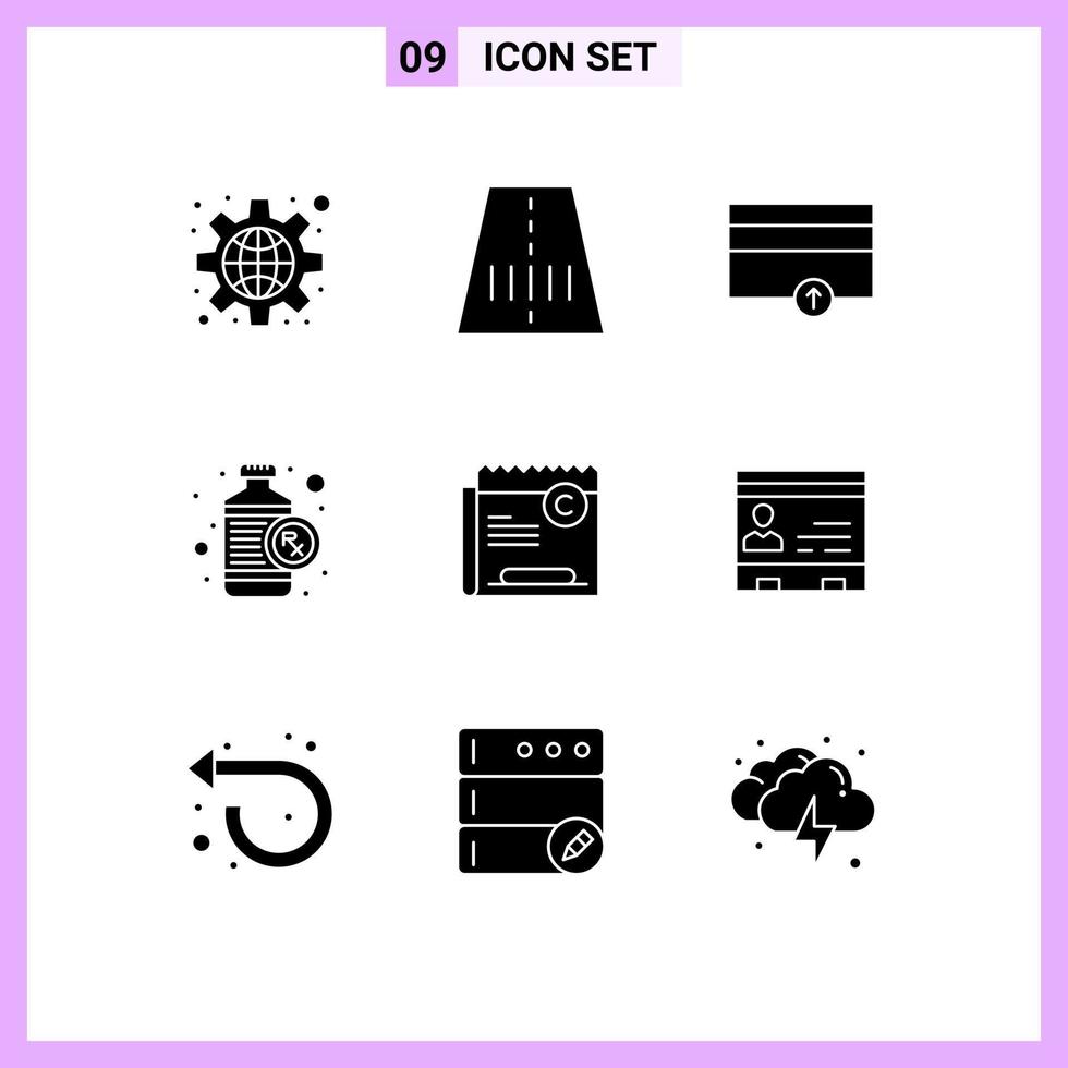 Set of 9 Modern UI Icons Symbols Signs for restriction copy money rx heart Editable Vector Design Elements