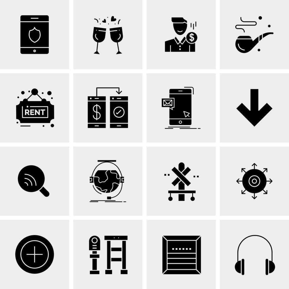 16 iconos de negocios universales vector ilustración de icono creativo para usar en proyectos relacionados con la web y dispositivos móviles