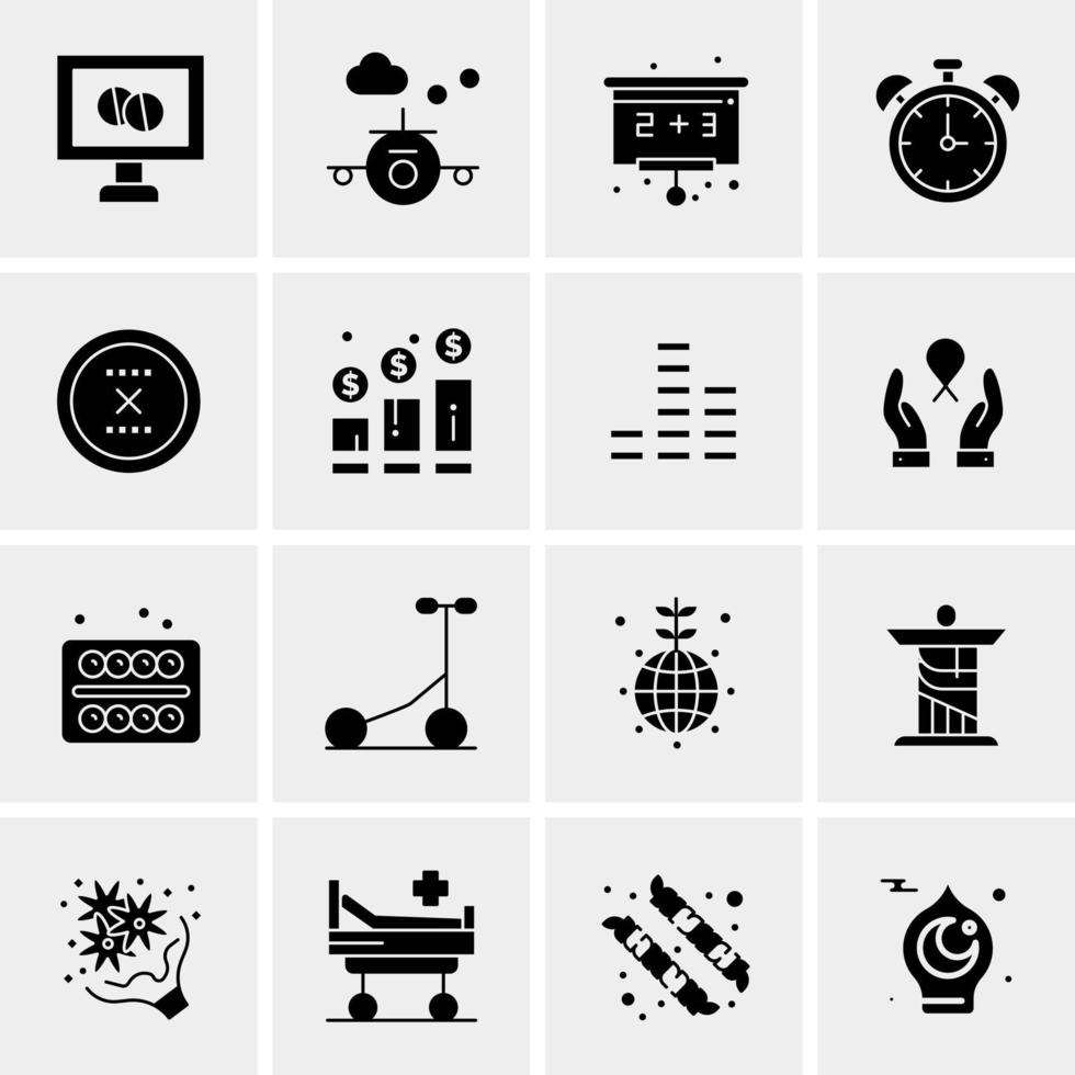 16 iconos de negocios universales vector ilustración de icono creativo para usar en proyectos relacionados con la web y dispositivos móviles