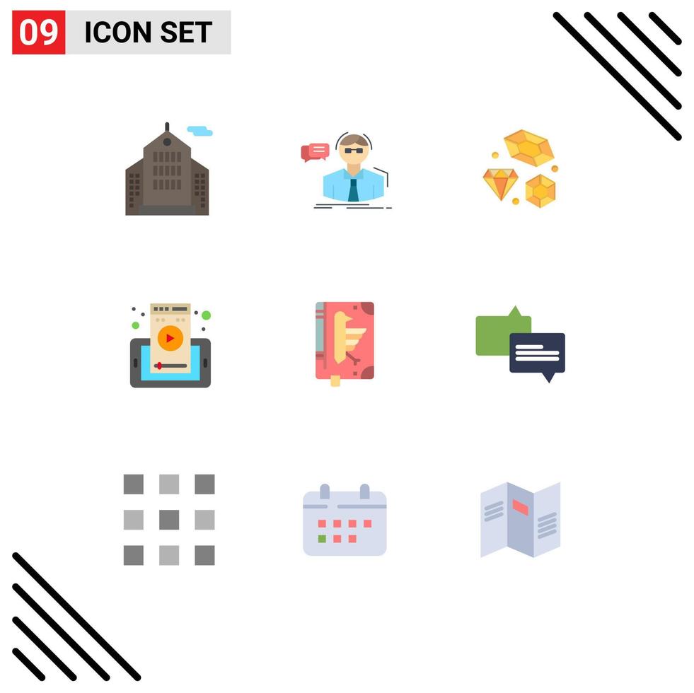 Set of 9 Modern UI Icons Symbols Signs for codex cell diamond phone web page Editable Vector Design Elements