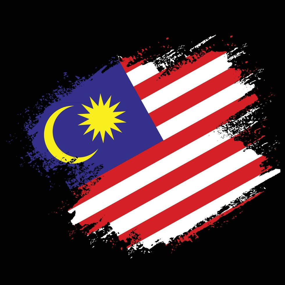Brush effect Malaysia grunge texture flag vector