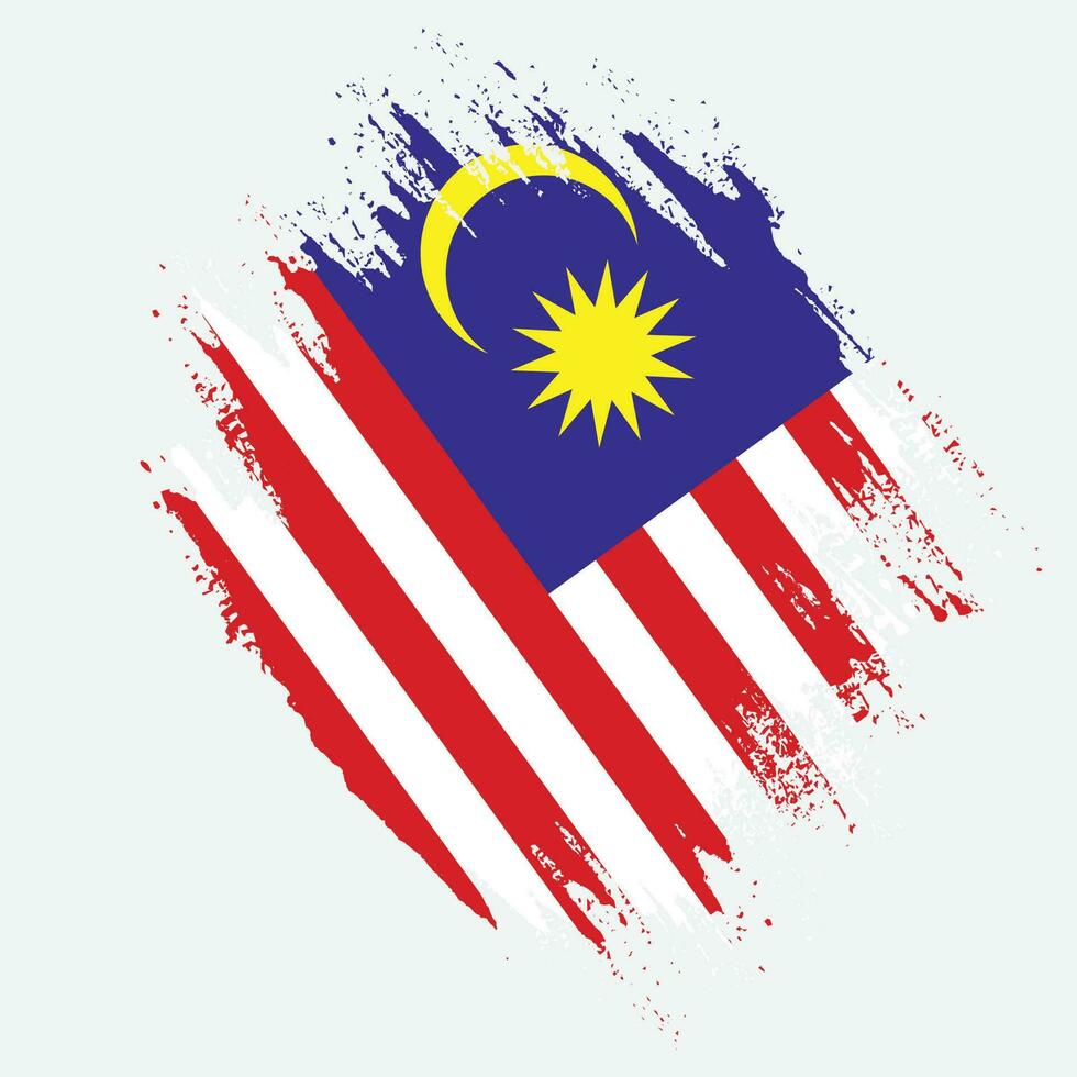 Colorful hand paint Malaysia grungy flag vector