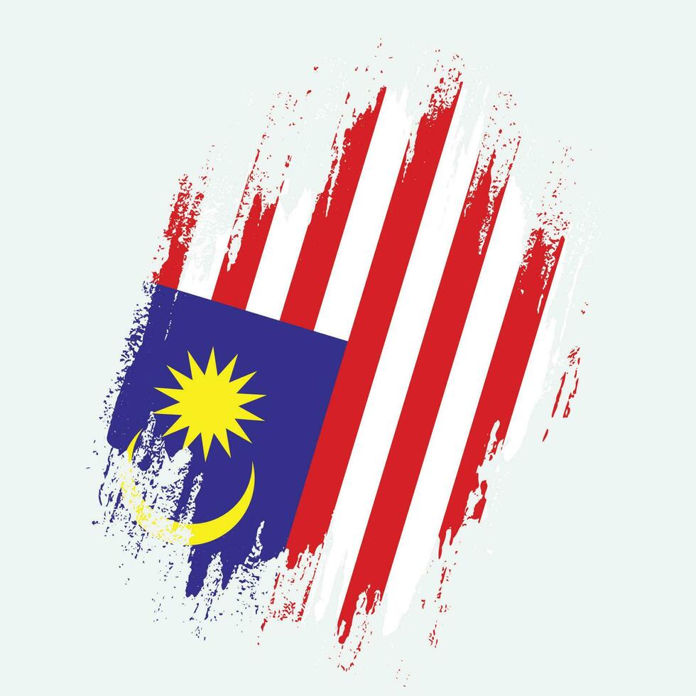 colorido, mano, pintura, malasia, grungy, bandera, vector