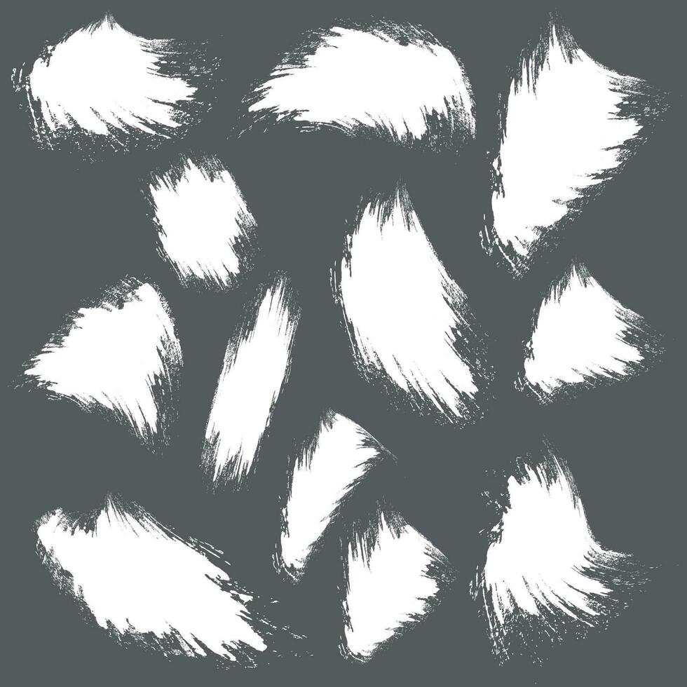 Abstract white color brush stroke collection vector