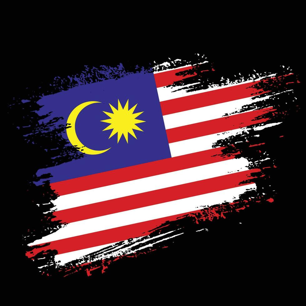 New splash grunge texture Malaysia flag vector