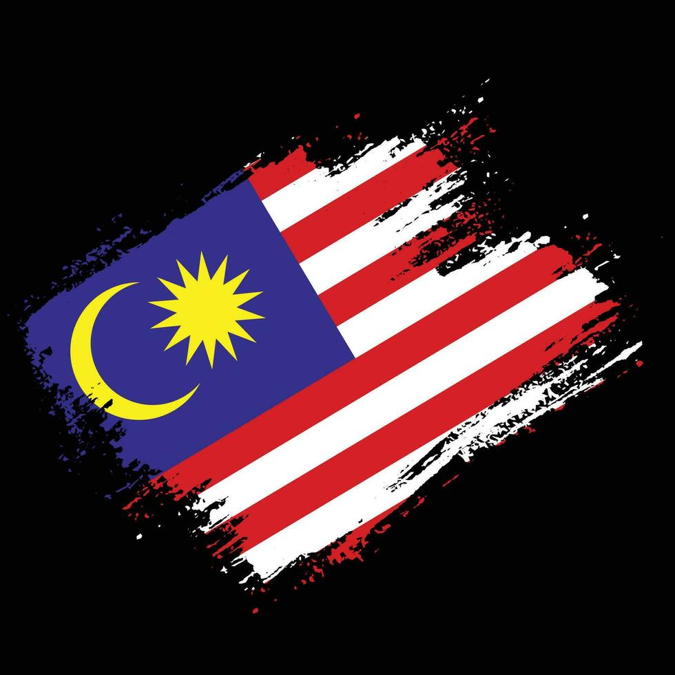 New brush grunge texture Malaysia flag vector