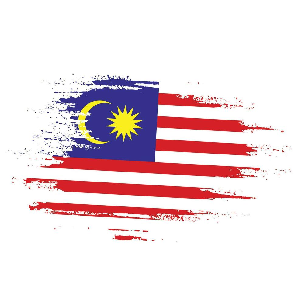 Hand paint Malaysia grunge flag vector