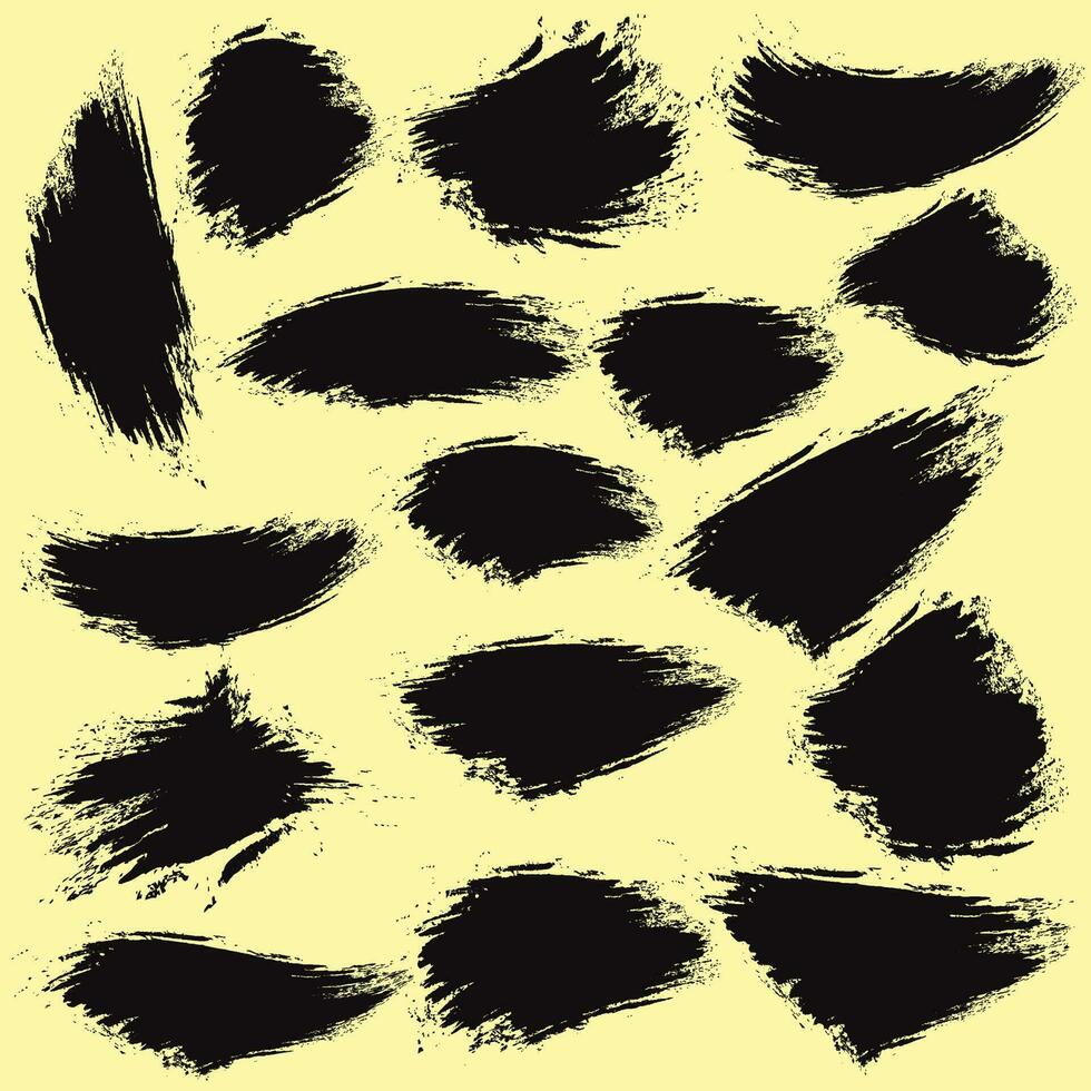 Black color brush stroke design set vector
