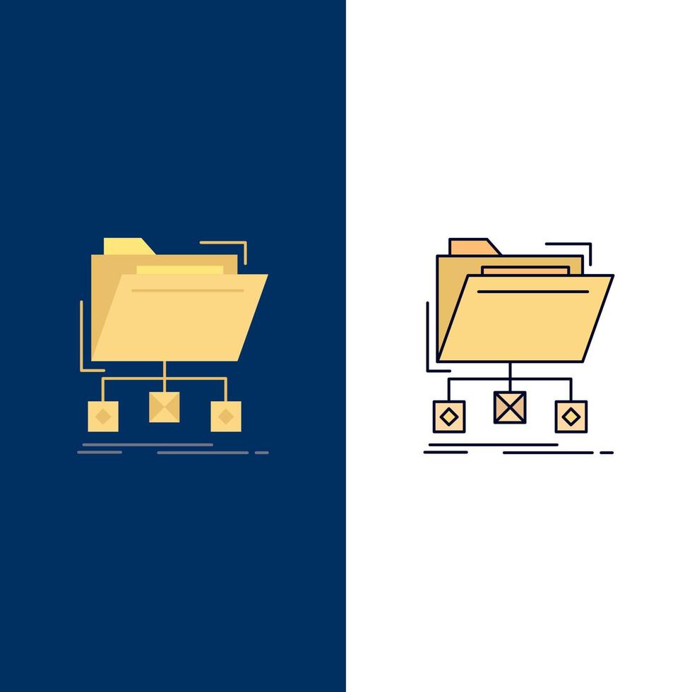 backup data files folder network Flat Color Icon Vector