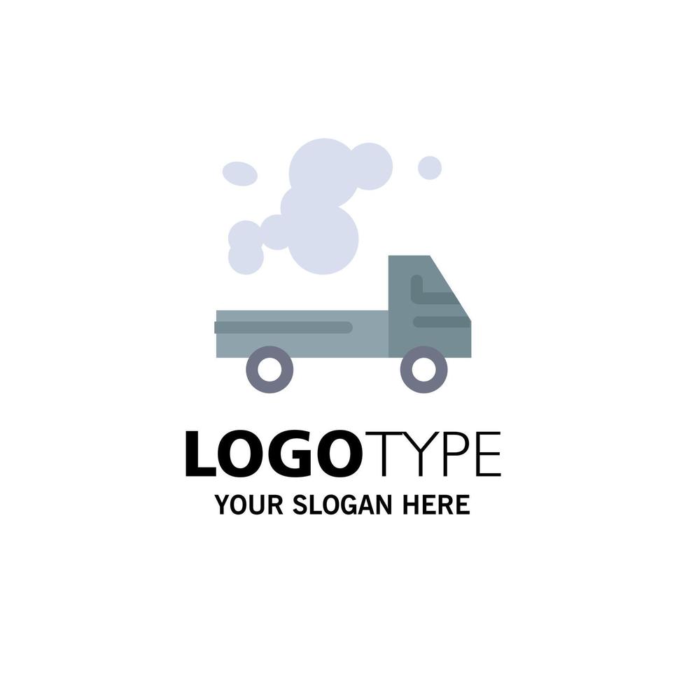 automóvil camión emisión gas contaminación empresa logotipo plantilla color plano vector