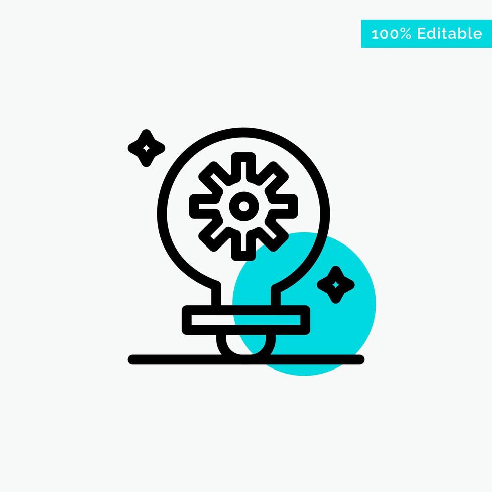 Bulb Light Setting Gear turquoise highlight circle point Vector icon