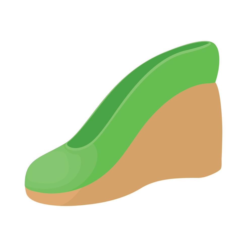 Green female shoe on a platform icon cartoon style vector