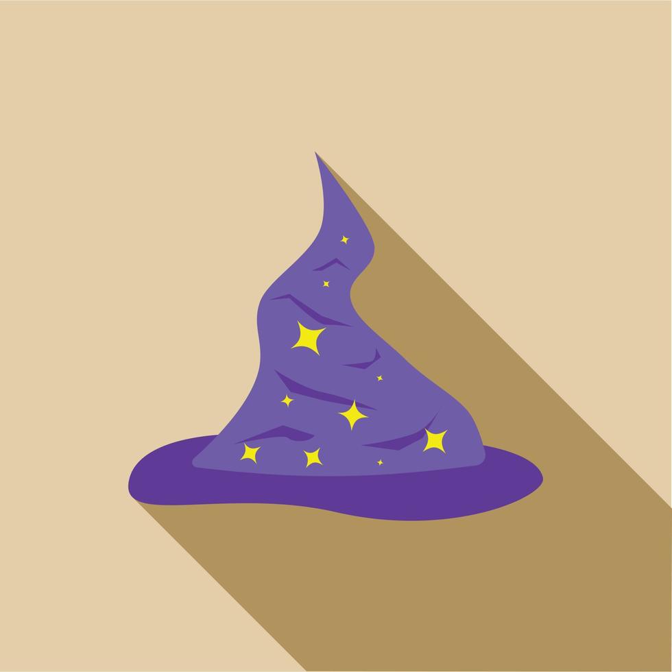 Blue wizards hat with silver stars icon flat style vector