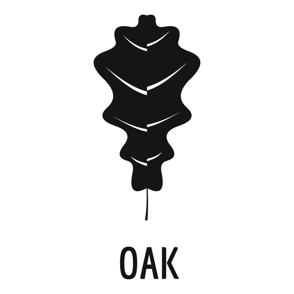Oak leaf icon, simple black style vector