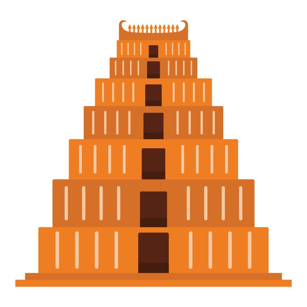 Mayan pyramid icon, flat style vector
