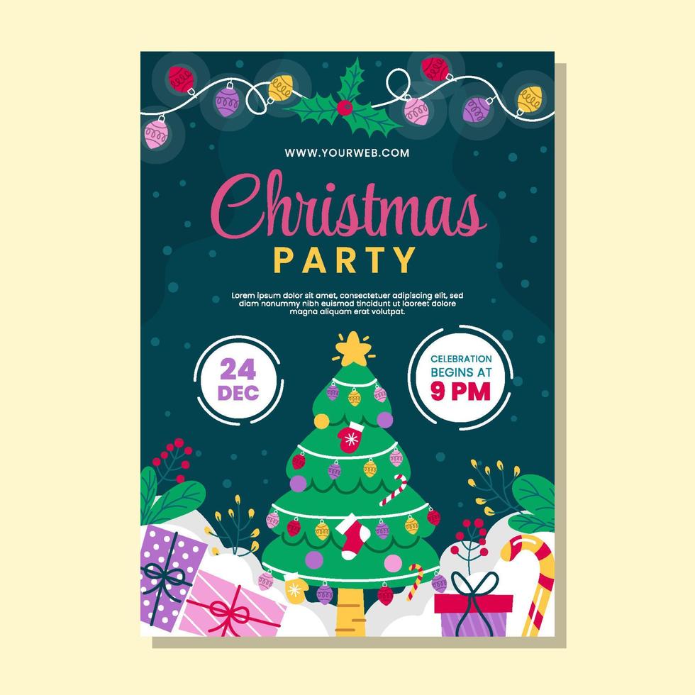 Flat Christmas Party Poster vector