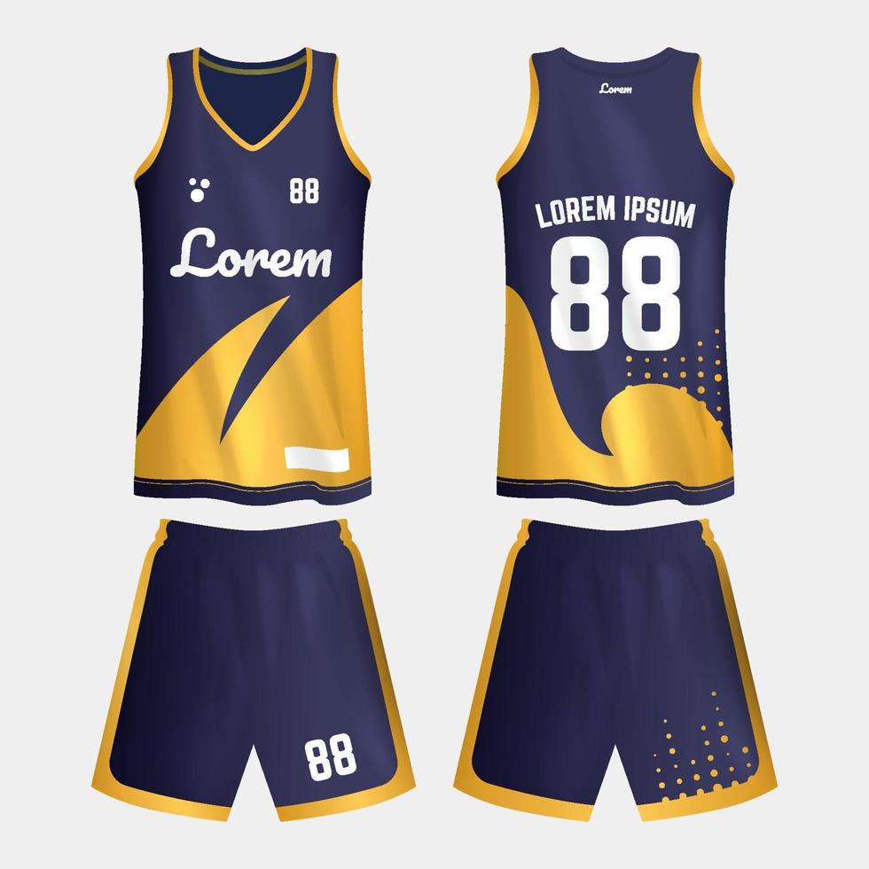 Realistic Basketball Jersey Front and Back View Mockup vector