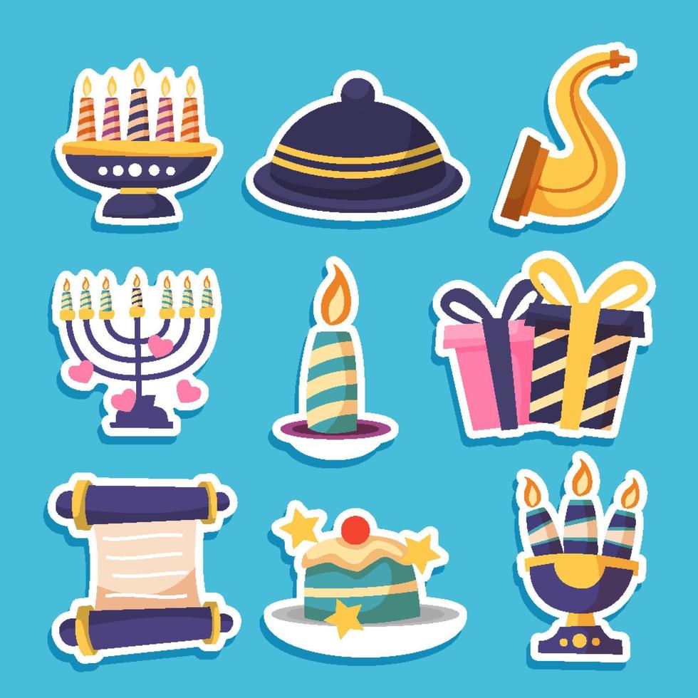 Hanukkah Sticker Template Collections vector