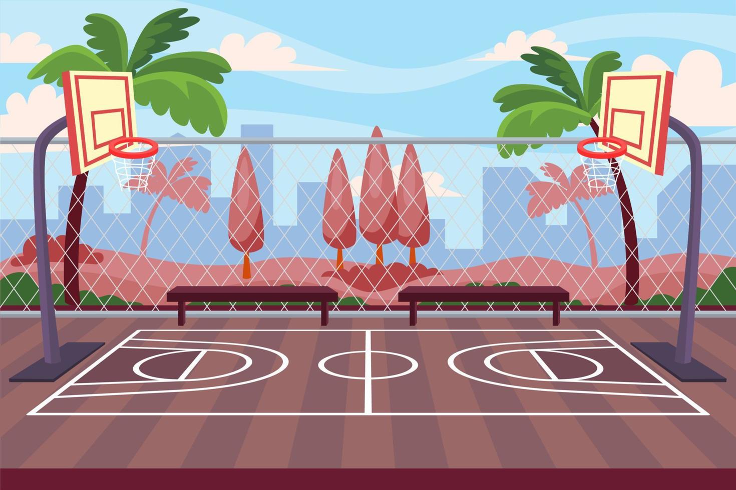 Outdoor Basketball Court Background vector