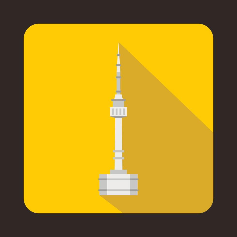 N Seoul Tower, South Korea icon, flat style vector