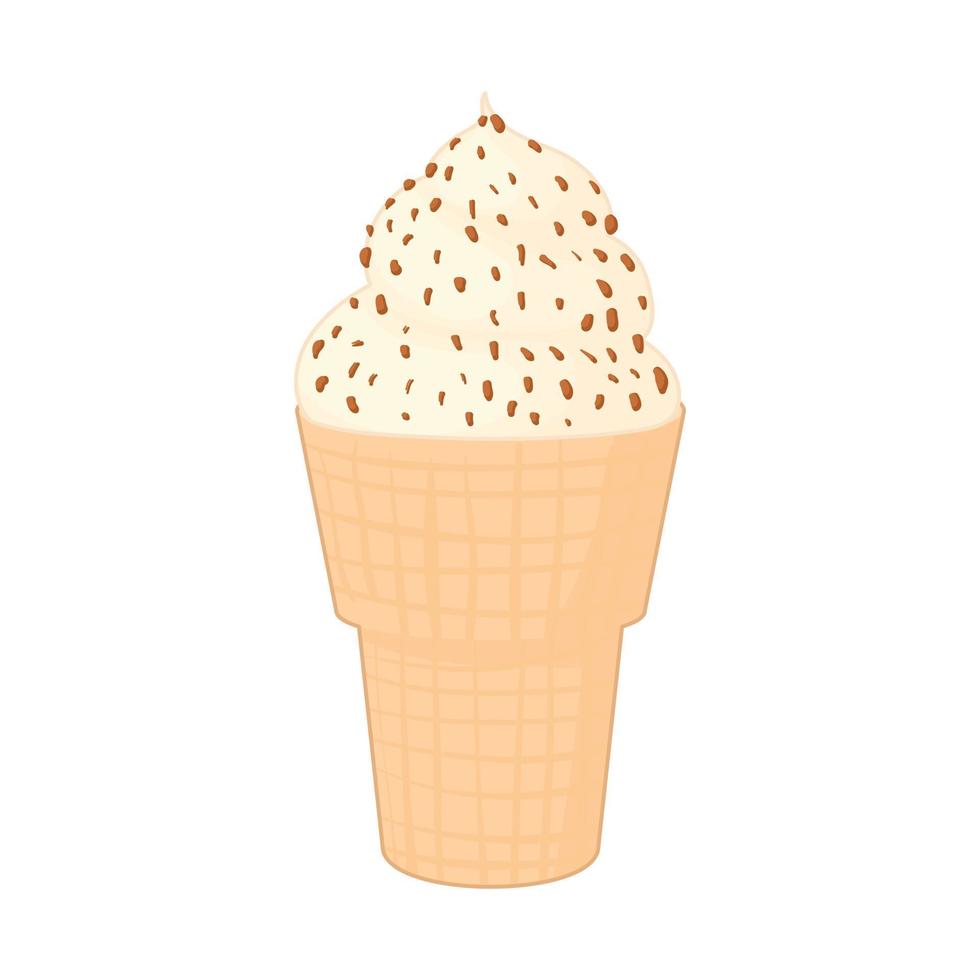 Ice cream with chocolate chips icon, cartoon style vector