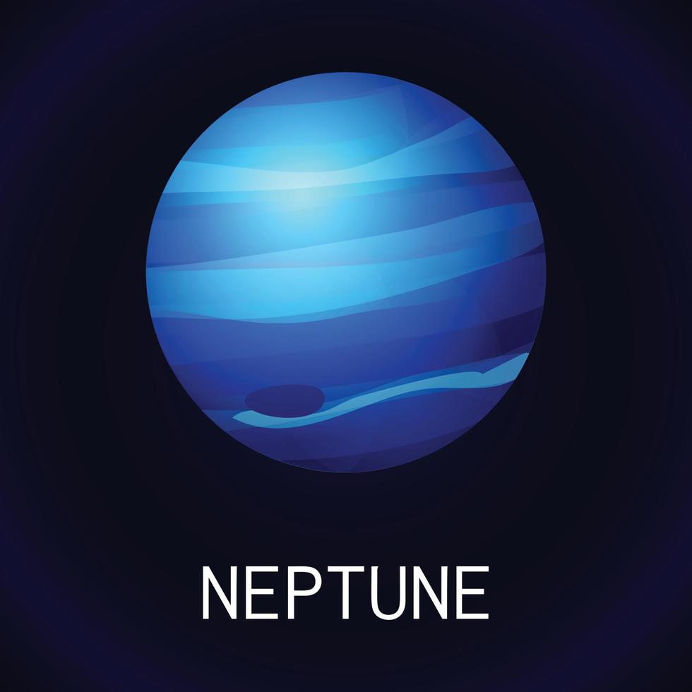 Neptune planet icon, cartoon style vector