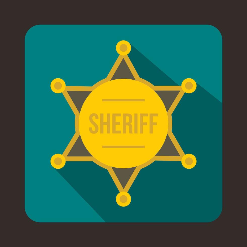 Sheriff badge icon, flat style vector