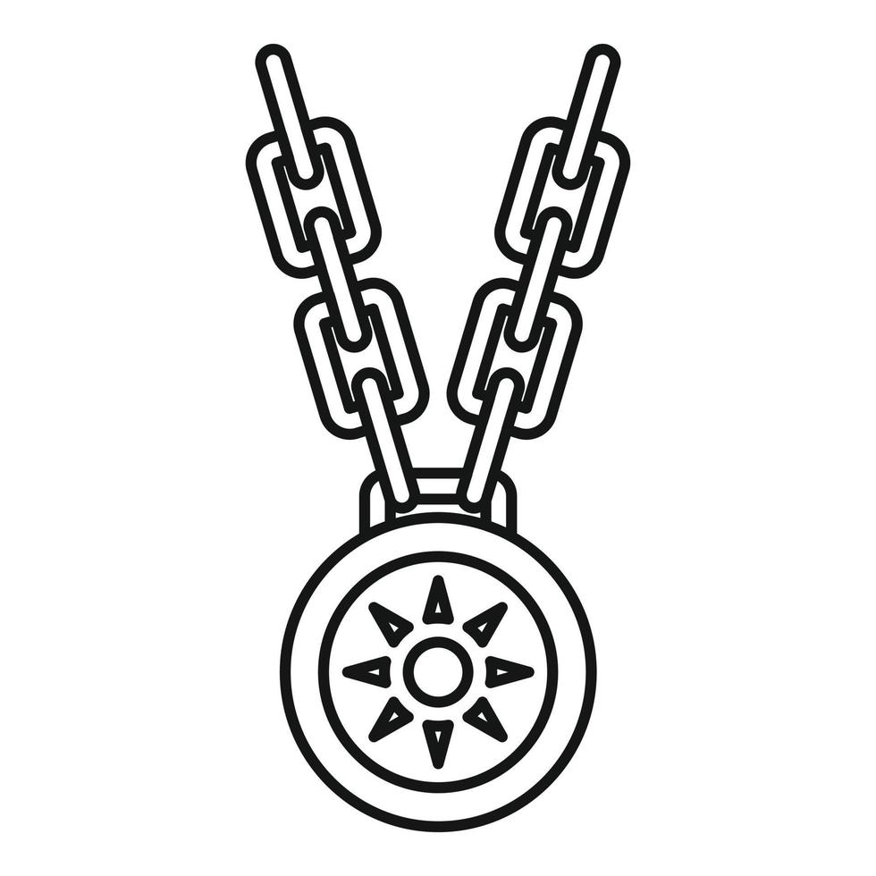 icono de medallón de collar, estilo de esquema vector