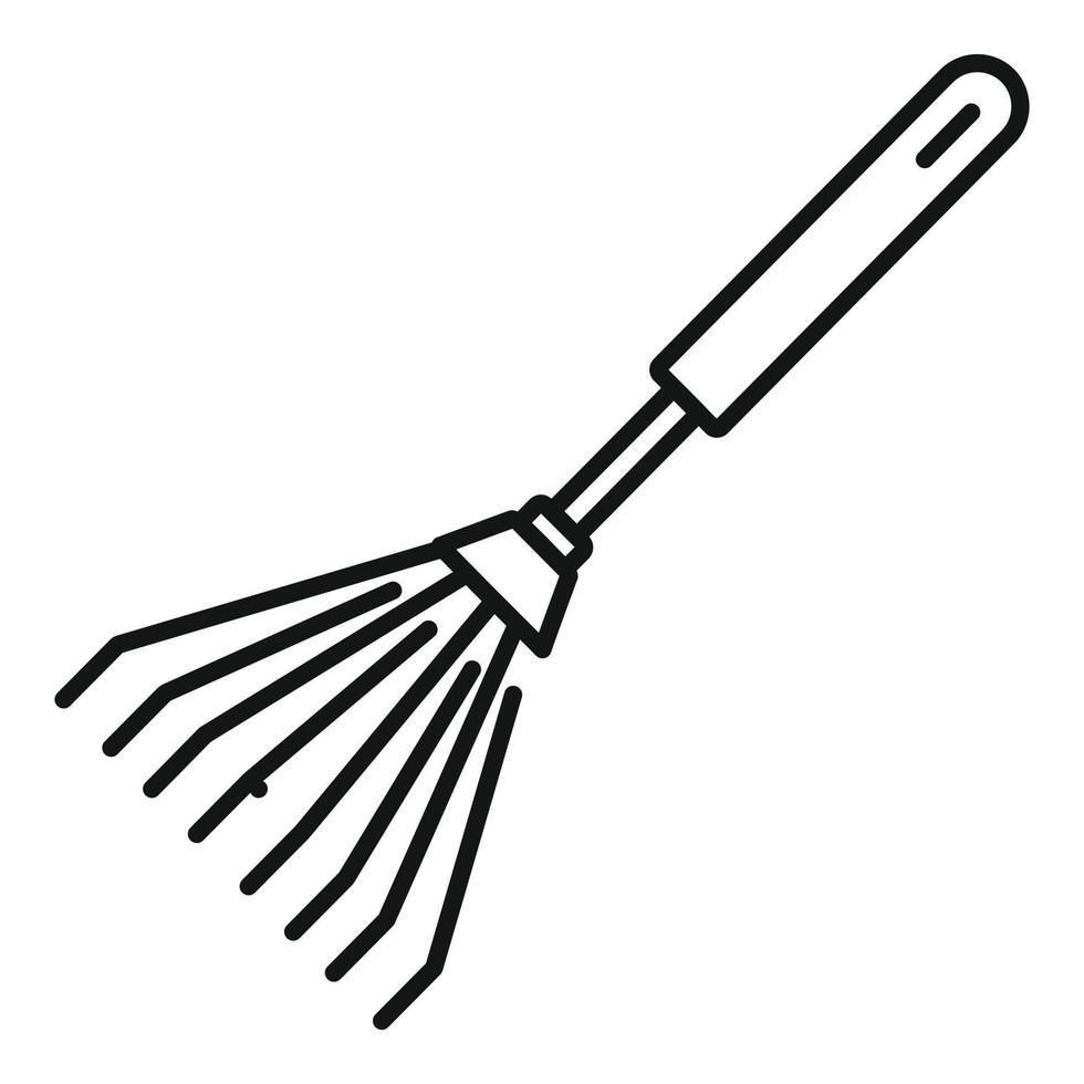 Metal rake icon, outline style vector