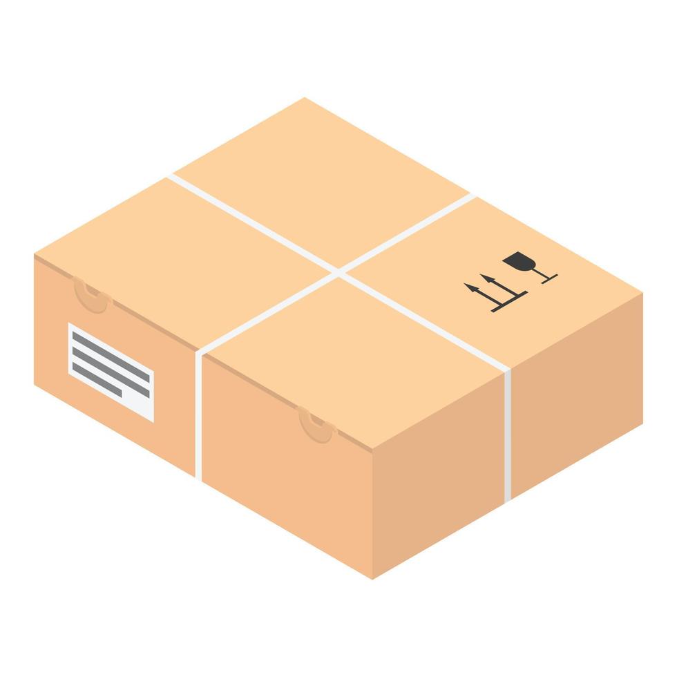 icono de caja de cartón, estilo isométrico vector
