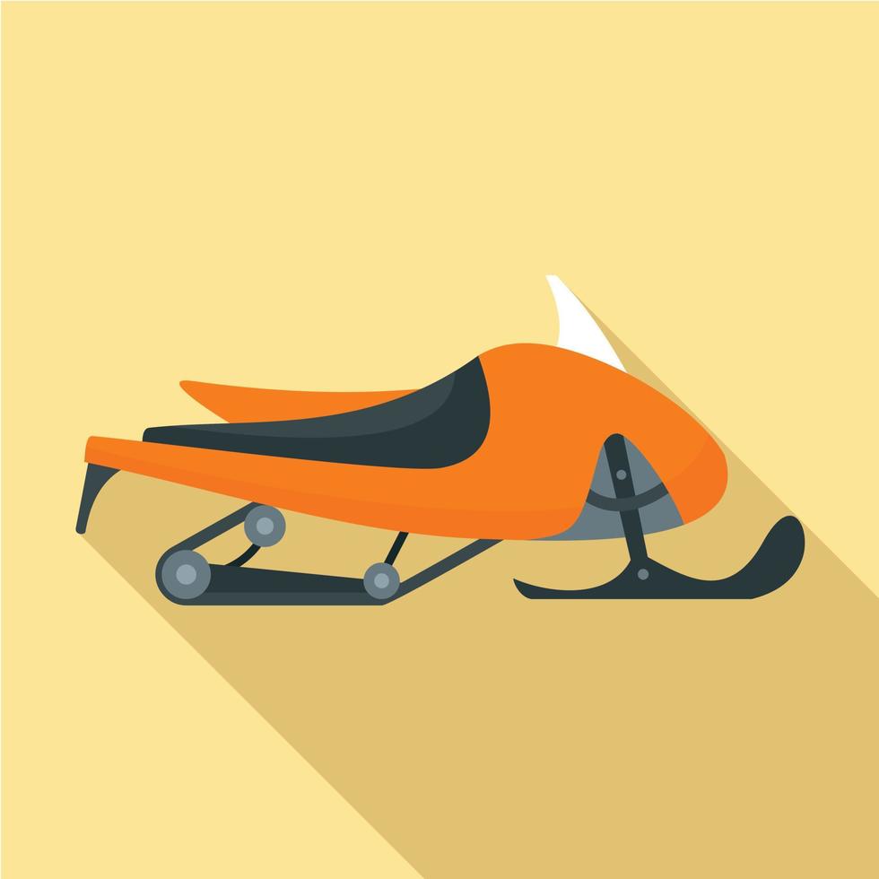 Arctic snowmobile icon, flat style vector