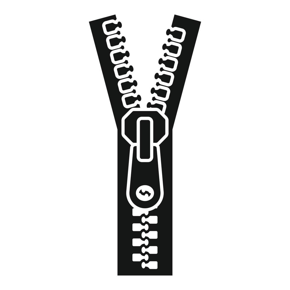 Open zipper icon, simple style vector